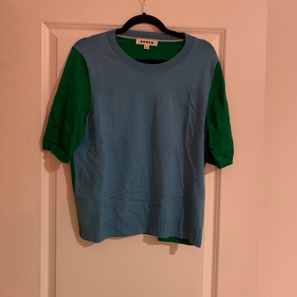 Boden Two-Tone Blue and Green Sweater